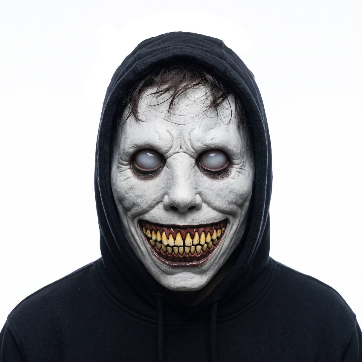 Demon Mask, Scary White Smiling Horror Mask with Eye for Halloween Cosplay and Costume Parties