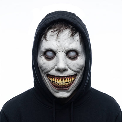 Demon Mask, Scary White Smiling Horror Mask with Eye for Halloween Cosplay and Costume Parties