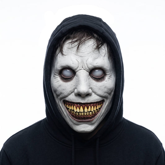 Demon Mask, Scary White Smiling Horror Mask with Eye for Halloween Cosplay and Costume Parties