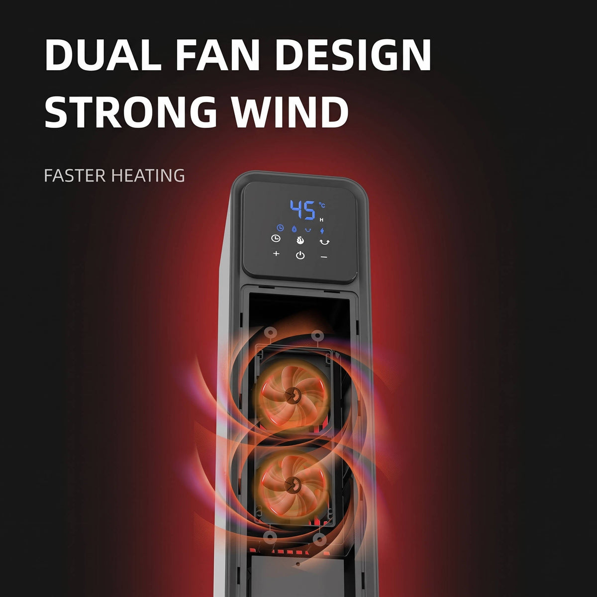 Oscillating Ceramic Space Heater, Electric Tower Heater with 3D Flame and Remote for Large Room Bedroom Office Home