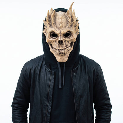 Skull Mask, Full Head Skeleton Mask with Deluxe Latex Helmet Design for Men and Women Halloween Cosplay