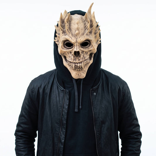 Skull Mask, Full Head Skeleton Mask with Deluxe Latex Helmet Design for Men and Women Halloween Cosplay