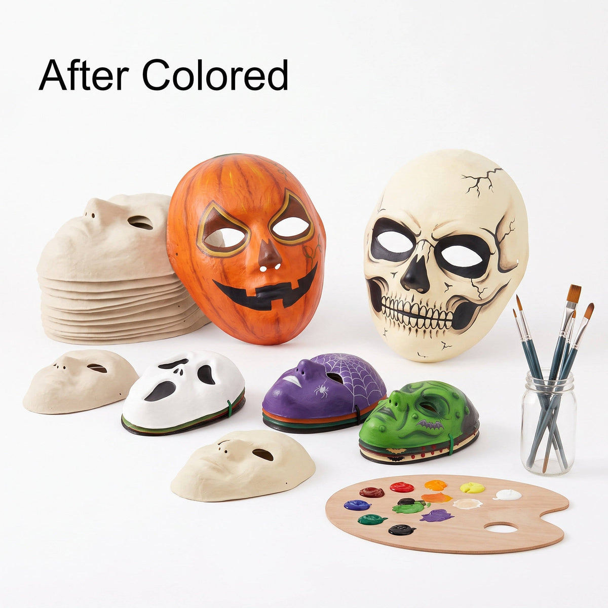 14 Pack Paper Mache Masks, 2 Sizes for Halloween, Masquerade, Theater, Classroom Art and Creative Projects