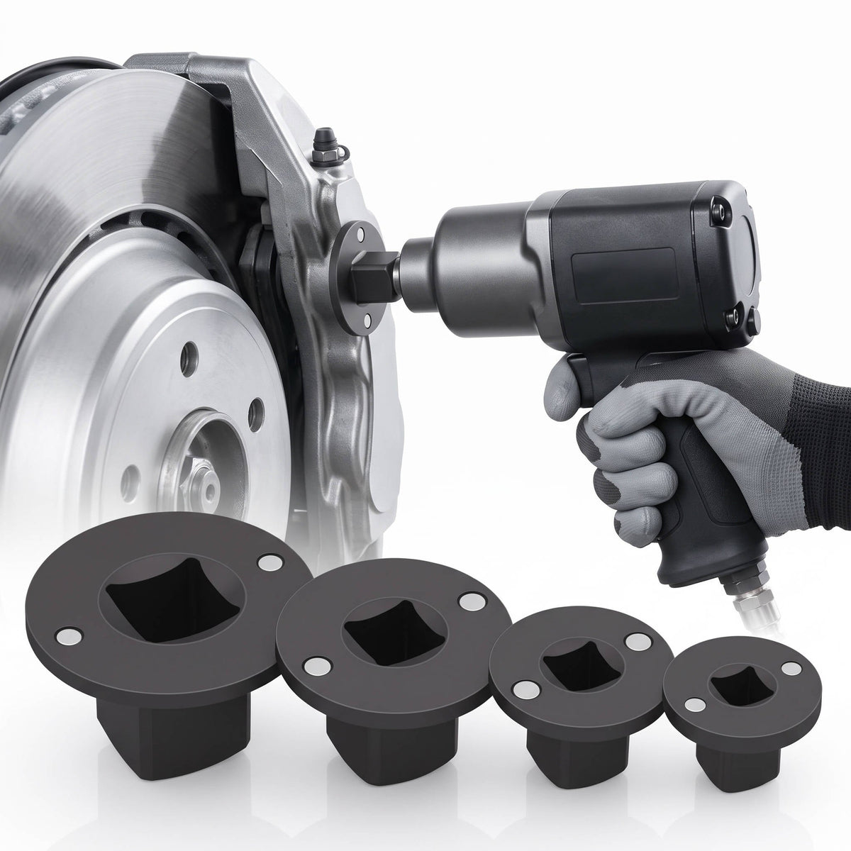 4 Piece Impact Socket Adapter Set, Low Profile Stubby Drive Ratchet Adapters, 1/4" to 1" for Tight Spaces