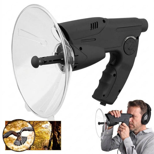 Parabolic Microphone, Bird Recording Observing Listening Device, 300FT 8X Magnification Bionic Ear