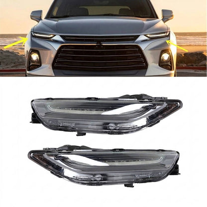 2019 to 2021 Chevrolet Blazer LED DRL Headlights, Clear Lens Black Housing, Left Driver & Right Passenger Side Pair, Direct OEM Fit