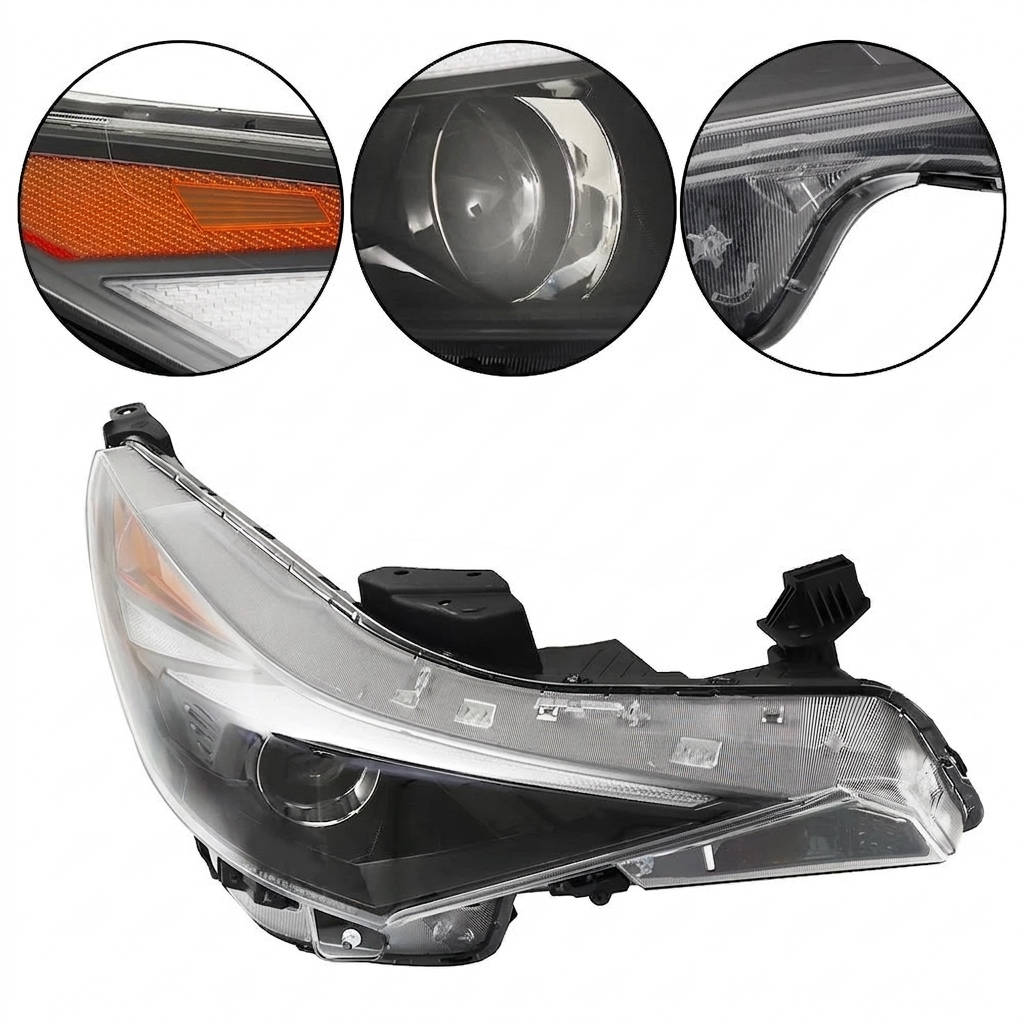 2021 to 2022 Hyundai Elantra Halogen Headlights, Chrome Housing Clear Lens Assembly with LED DRL, Left Driver &amp; Right Passenger Side Pair, Direct OEM Fit
