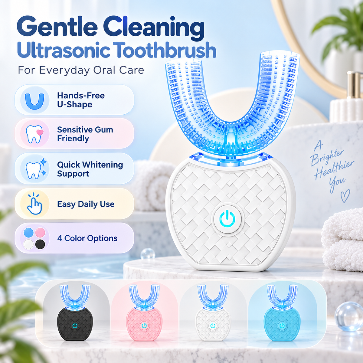 Gentle Cleaning Ultrasonic Toothbrush Quick Teeth Whitening