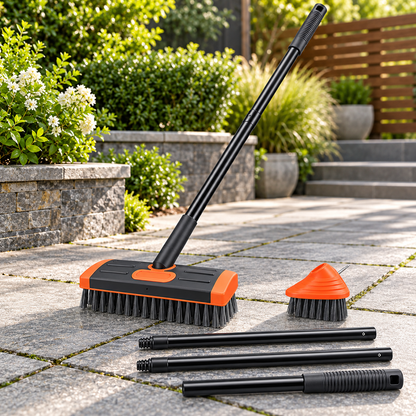 Grout Brush Set Adjustable Handle Outdoor Cleaning Tool