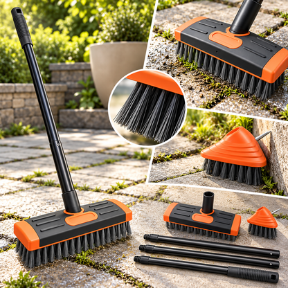 Grout Brush Set Adjustable Handle Outdoor Cleaning Tool