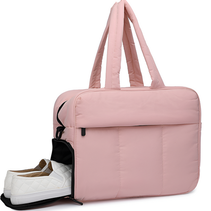 Puffer Duffle Bag with Quilted Polyester Exterior and Roomy Main Compartment