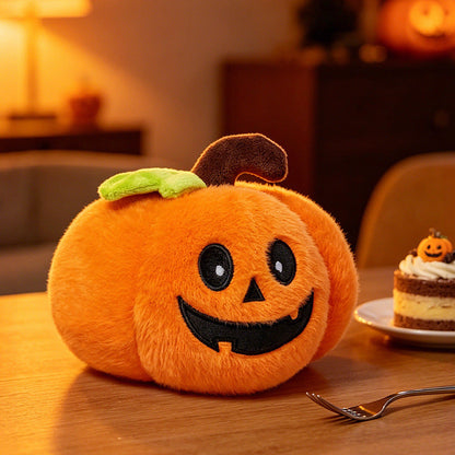 Soft Plush Halloween Characters with Embroidered Faces and Seasonal Designs