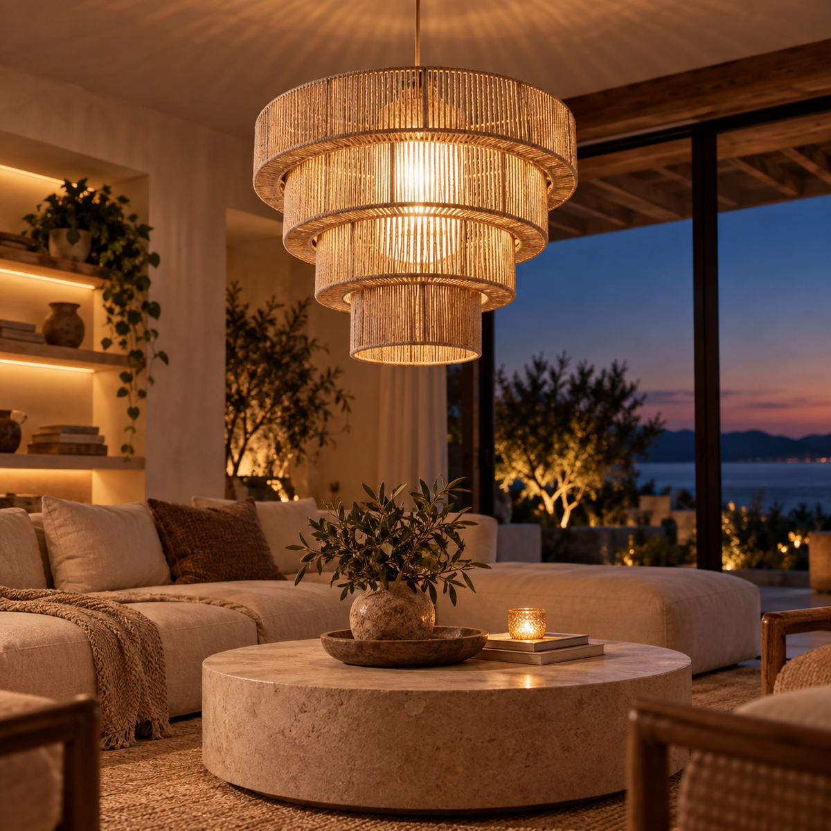 Handcrafted Ceiling Lamp Adjustable Height Modern Design