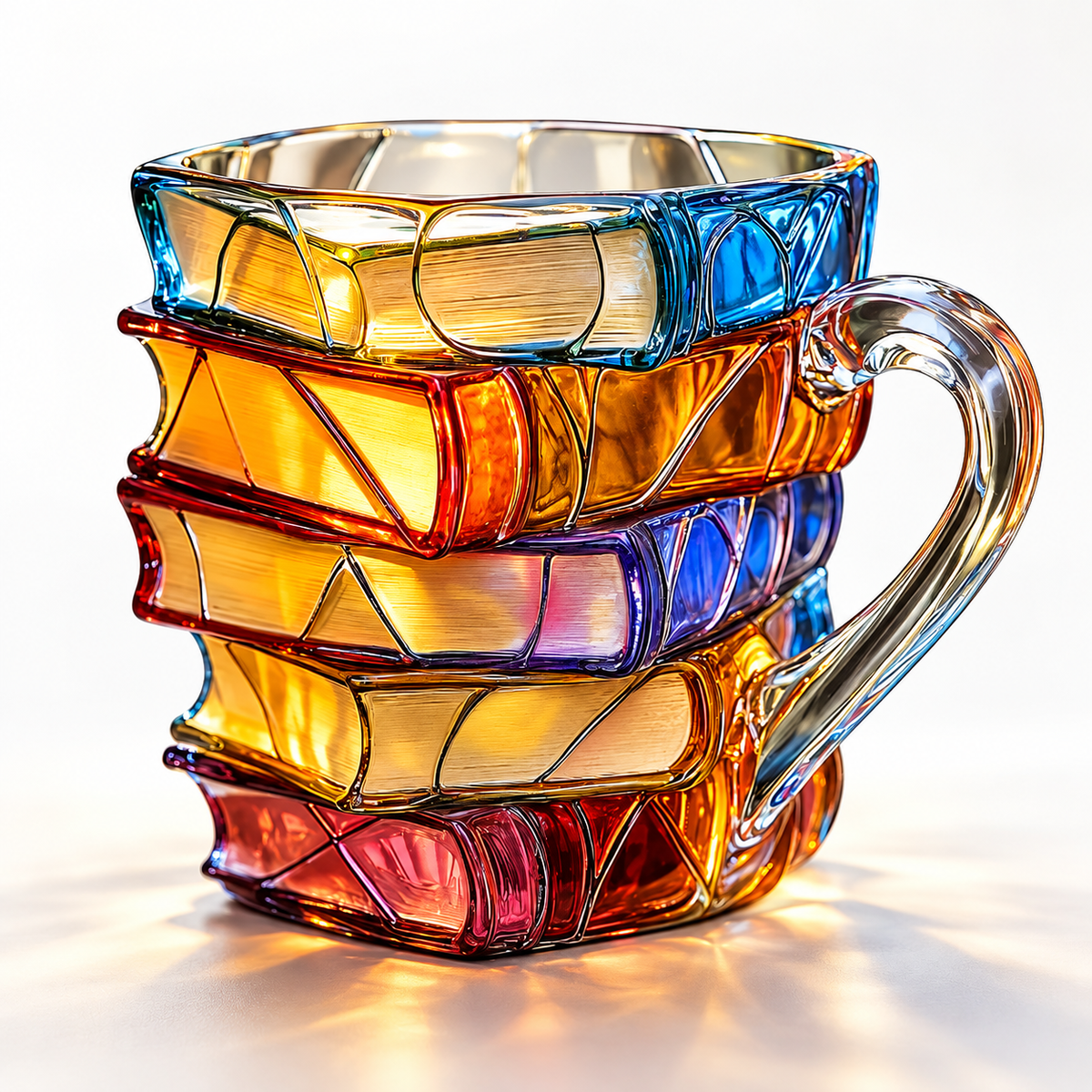 Handcrafted Colorful Book Mug Unique Design Gift Mug