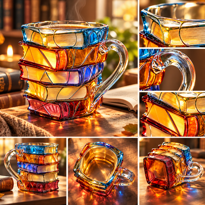 Handcrafted Colorful Book Mug Unique Design Gift Mug