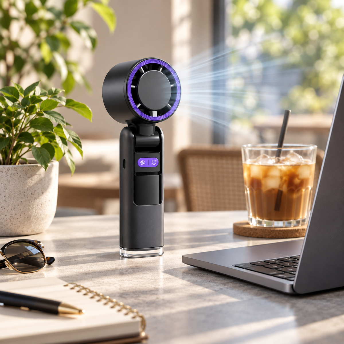 Handheld Fan Flashlight Battery Powered Portable Design