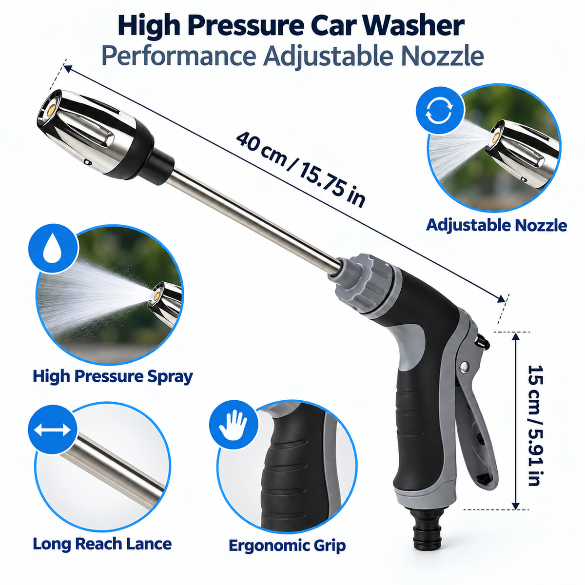 High Pressure Car Washer Performance Adjustable Nozzle