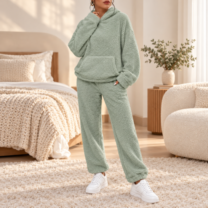 Hooded Loungewear Ultra Comfortable Teddy Pajama Set