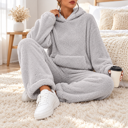 Hooded Loungewear Ultra Comfortable Teddy Pajama Set