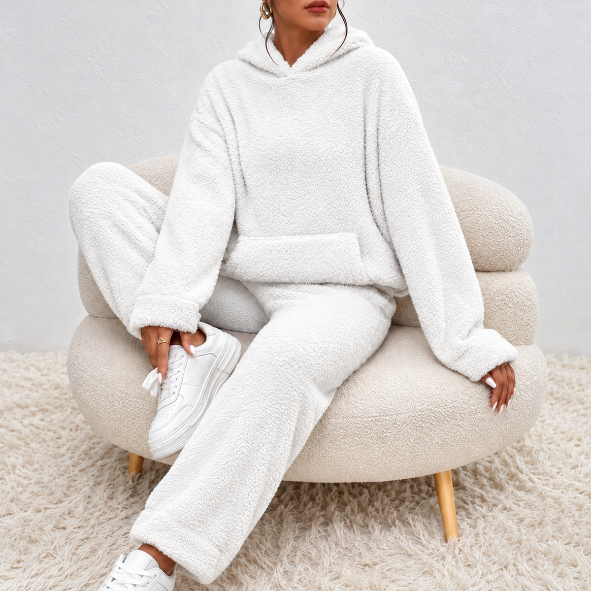 Hooded Loungewear Ultra Comfortable Teddy Pajama Set