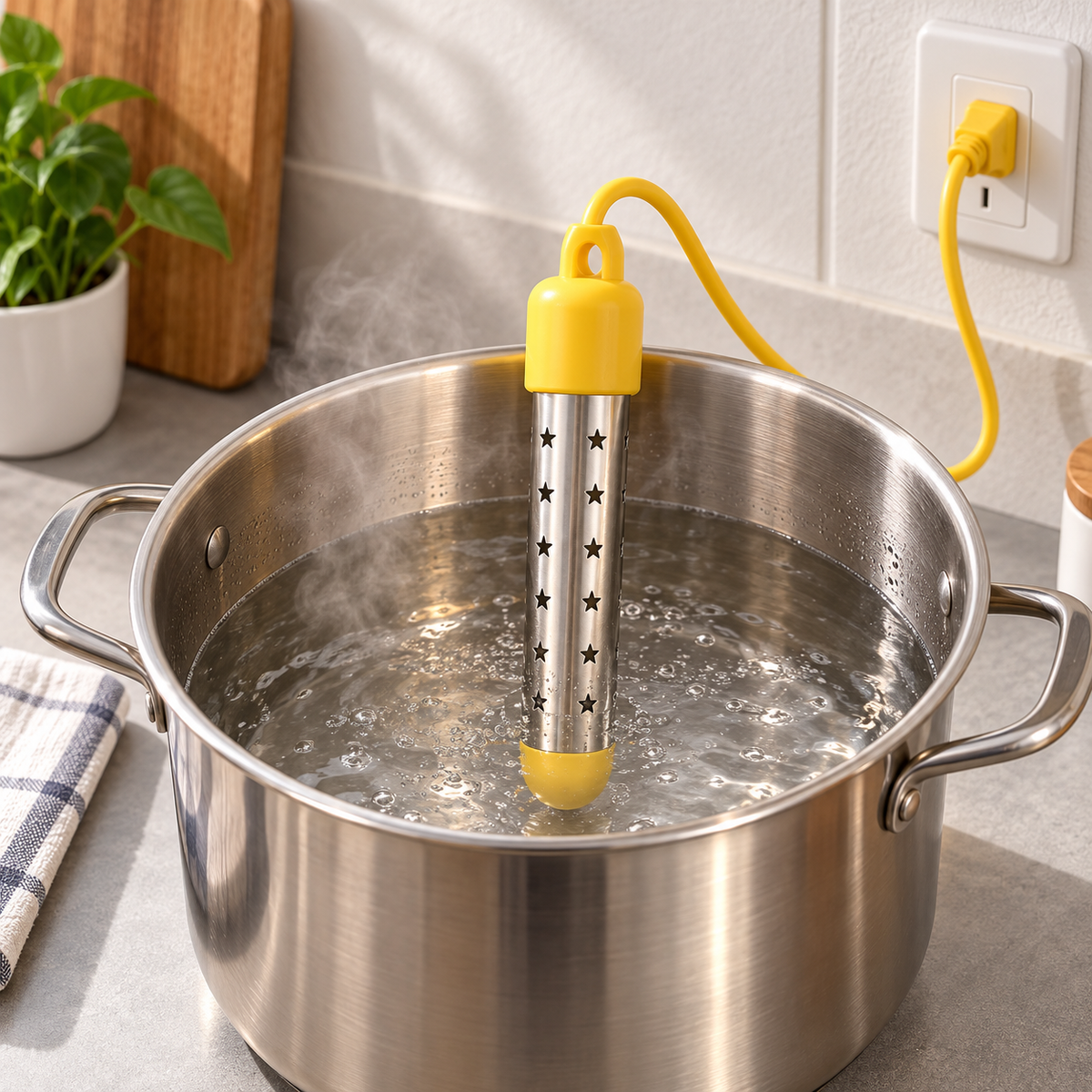 Immersion Water Heater Portable Electric Plug In Cord