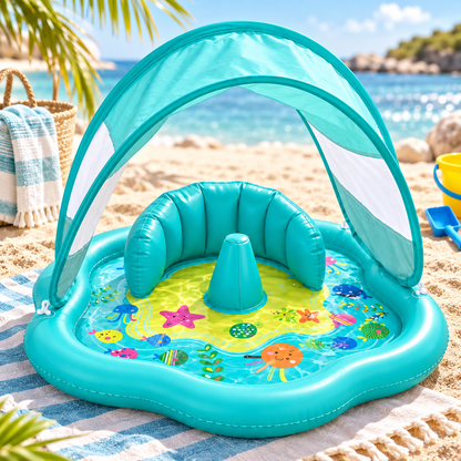 Inflatable Water Mat Baby Water Play Sunshade Included