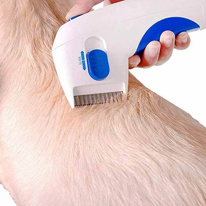 Electric Grooming Comb with Fine Metal Teeth and Low Voltage Discharge for Dogs and Cats