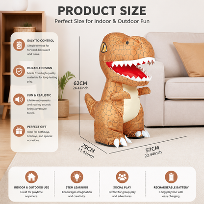 Inflatable Dinosaur Toy with Remote Control Directional Movement and Air Pump