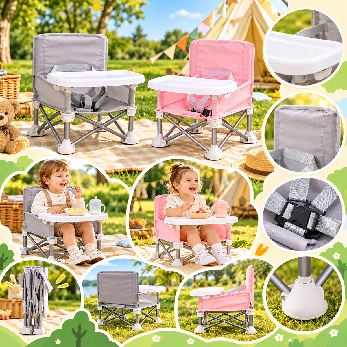 Kids Outdoor Camping Chair Foldable Portable Seat