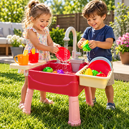 Kids Sink Playset Accessories Indoor Outdoor Pretend Toy