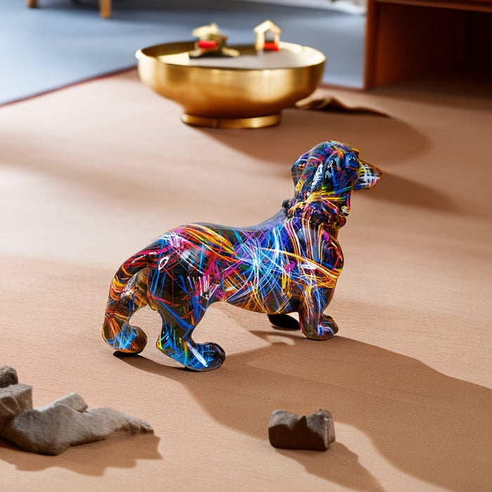 Dachshund Decorative Statue with Vibrant Multicolor Finish and Stable Base