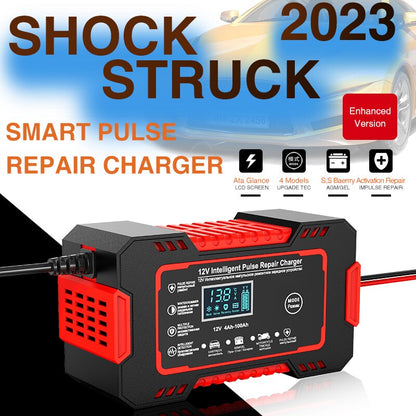 12V 6A Battery Charger with Pulse Repair Technology and LCD Display
