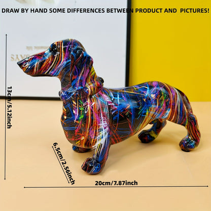 Dachshund Decorative Statue with Vibrant Multicolor Finish and Stable Base