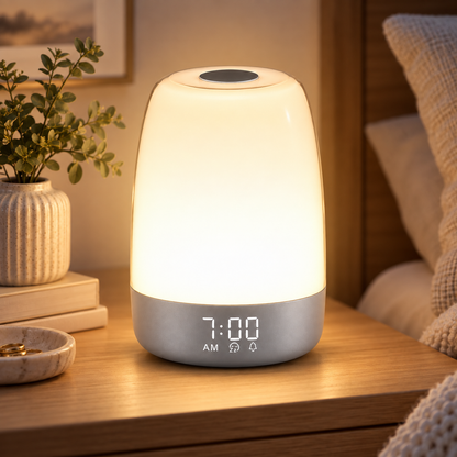 LED Dimmable Light Sounds Rechargeable Alarm Lamp