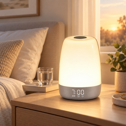 LED Dimmable Light Sounds Rechargeable Alarm Lamp