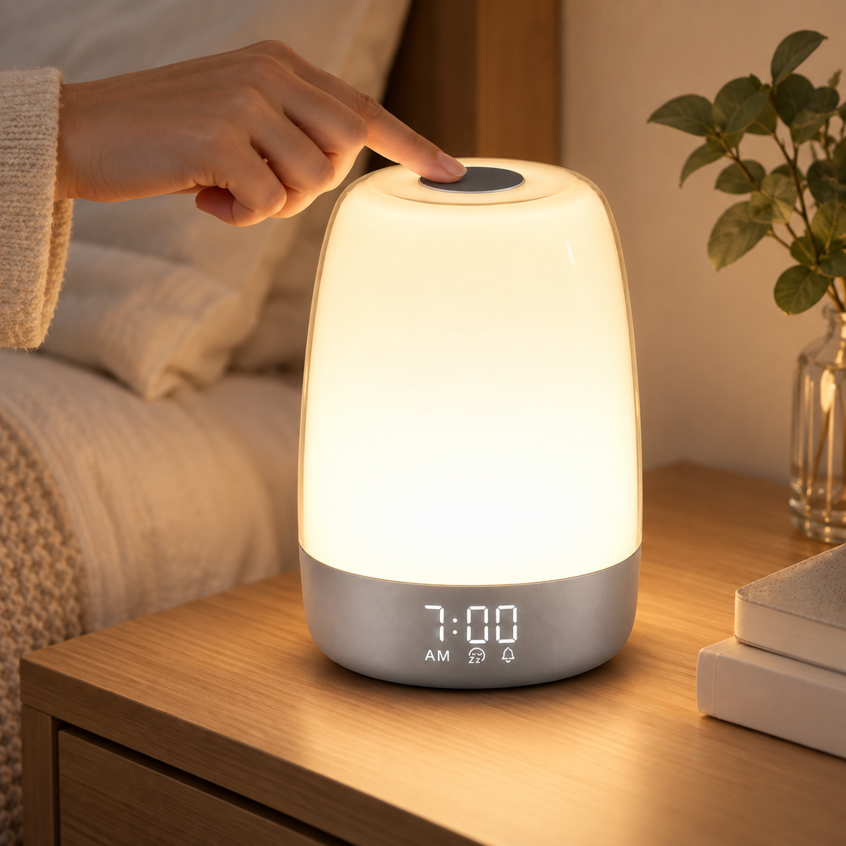 LED Dimmable Light Sounds Rechargeable Alarm Lamp