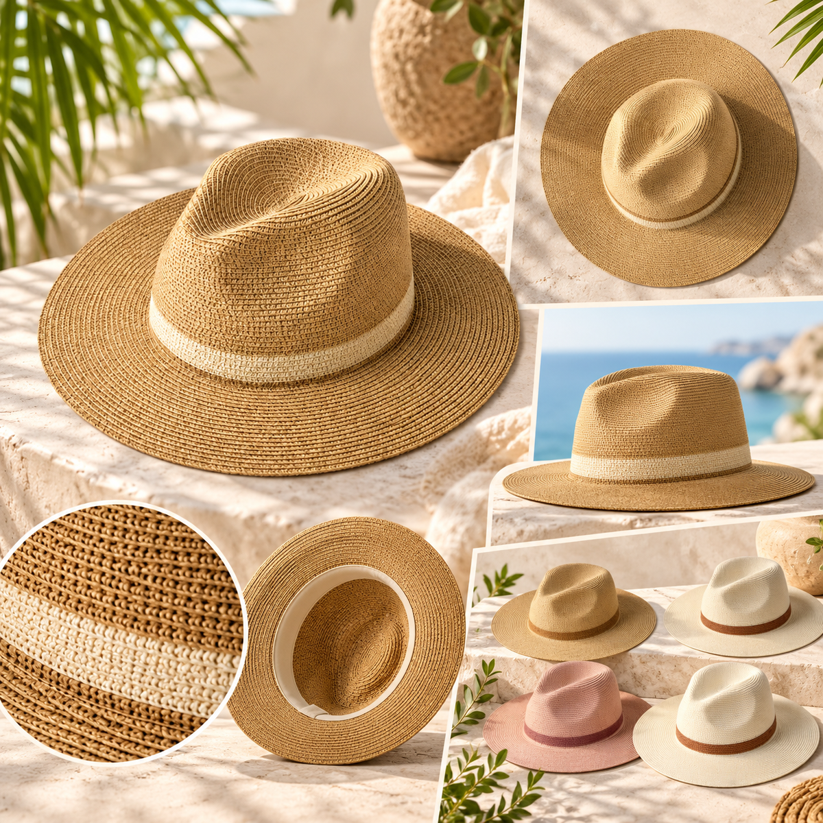 Lightweight Panama Hat Wide Brim Packable Sunshade