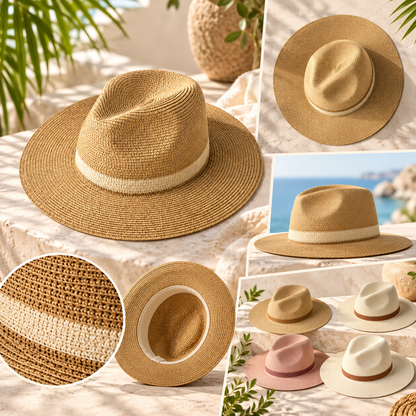Lightweight Panama Hat Wide Brim Packable Sunshade