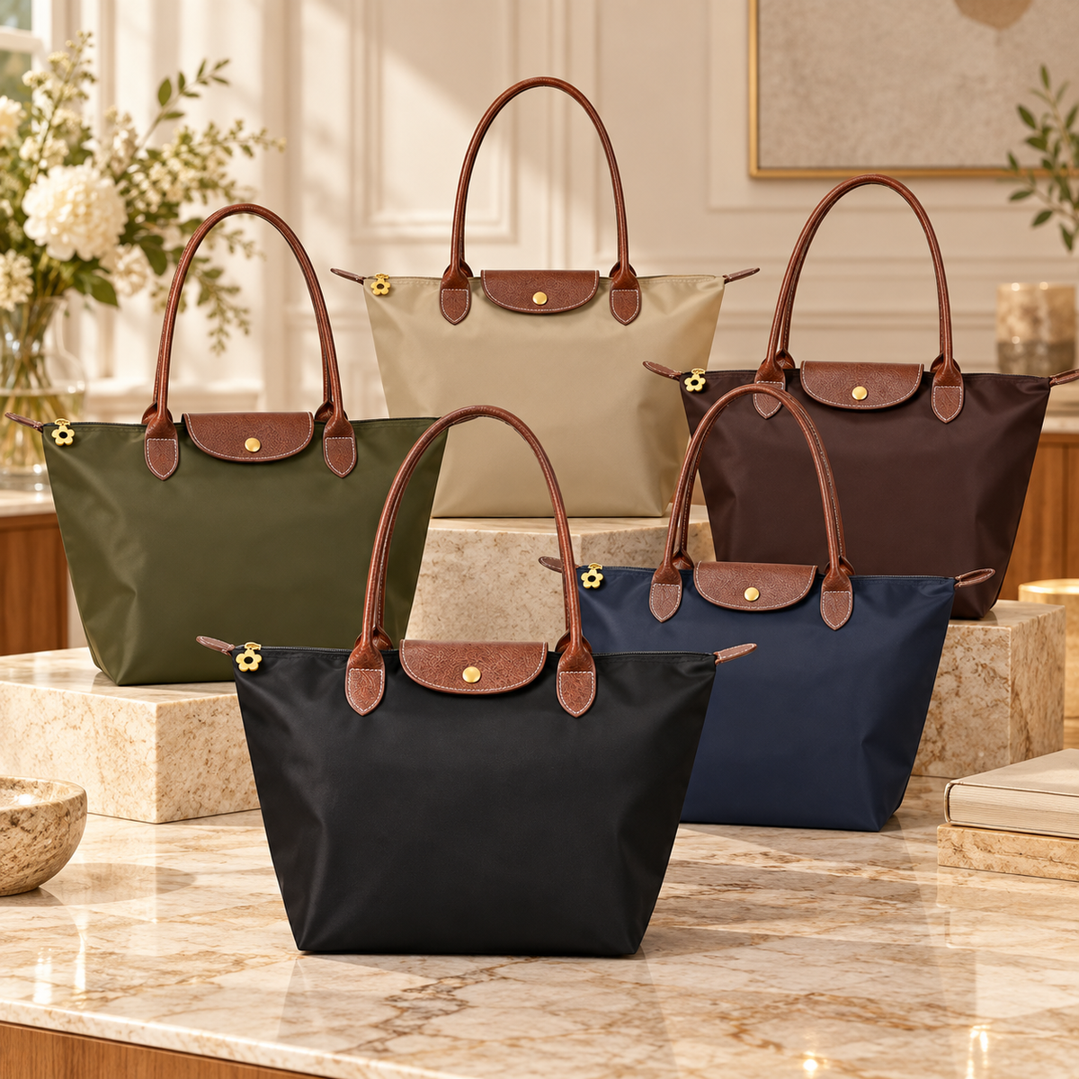 Luxurious Handles Tote Bag Versatile Everyday Elegant
