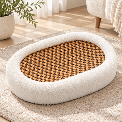 Luxury Plush Cat Bed Scratchable Lounger Cozy Round