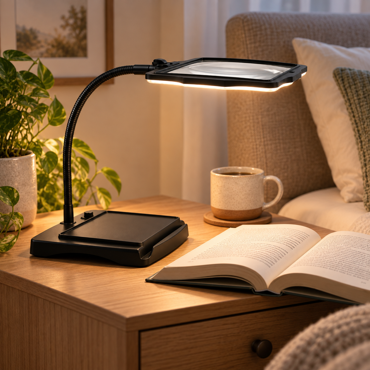 Magnifying Desk Lamp Hands Free Adjustable Arm Design