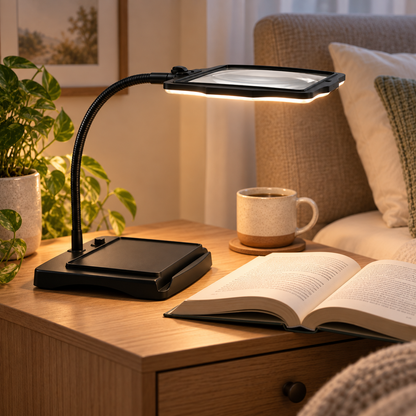 Magnifying Desk Lamp Hands Free Adjustable Arm Design