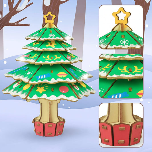 Wooden Reindeer 3D Puzzle – DIY Christmas Craft Kit for Family Activities and Festive Table Decor