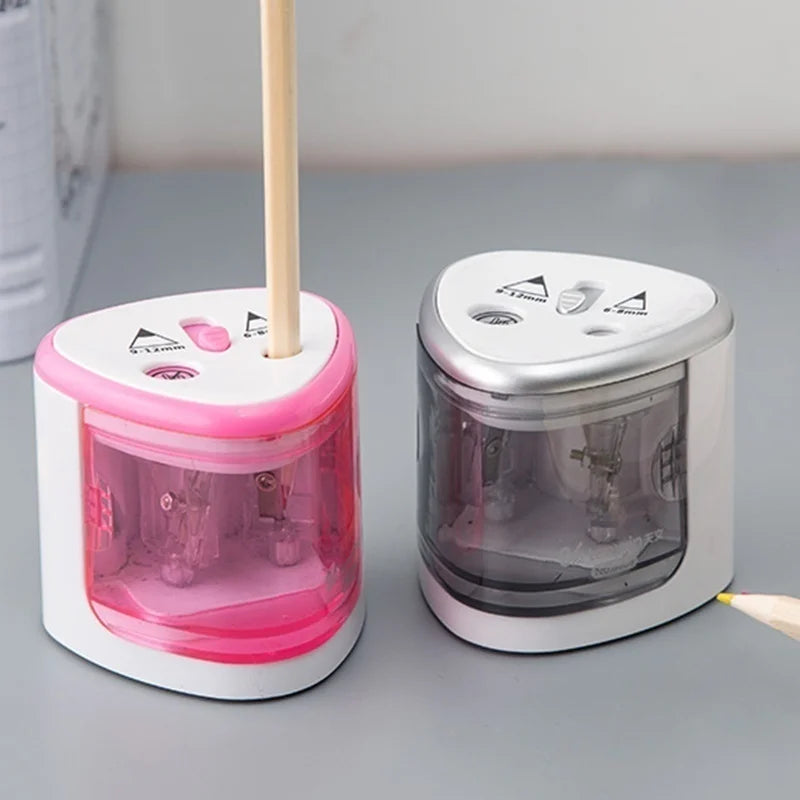 Automatic Electric Pencil Sharpener – Dual Hole Battery Powered Sharpener with Auto Stop for School and Office Supplies