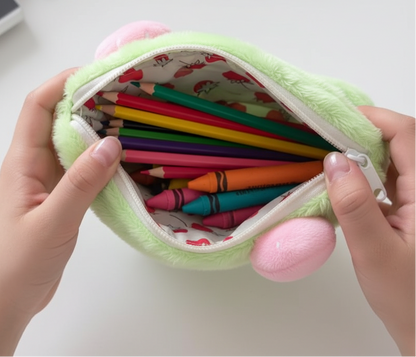 Cute Plush Pencil Case – Large Capacity Multifunction Stationery Storage Pouch for Students, School and Office Organization