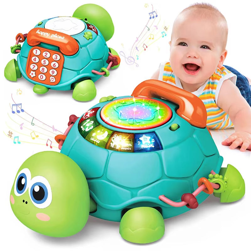 Musical Crawling Turtle Toy – Interactive Baby Learning Toy with Lights, Sounds and Crawling Action for Infant Development