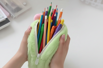 Cute Plush Pencil Case – Large Capacity Multifunction Stationery Storage Pouch for Students, School and Office Organization