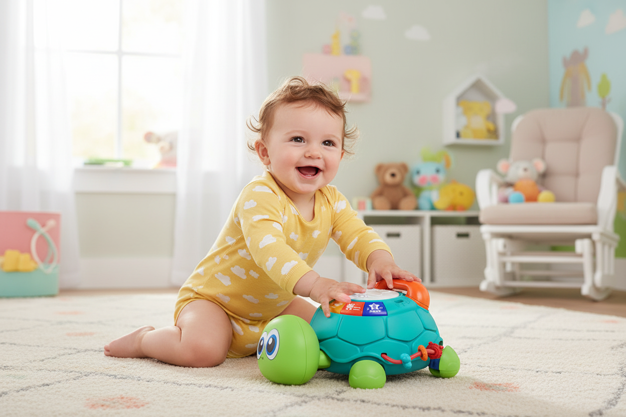 Musical Crawling Turtle Toy – Interactive Baby Learning Toy with Lights, Sounds and Crawling Action for Infant Development