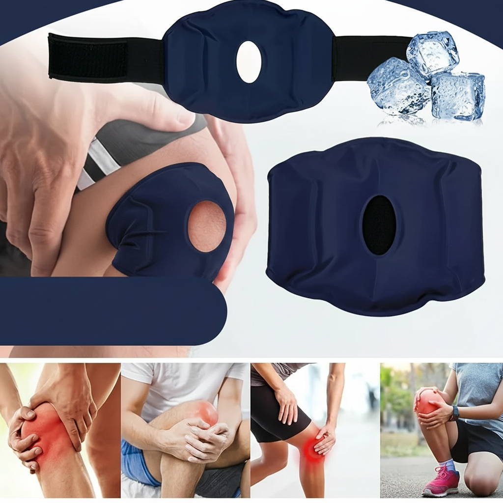 Reusable Knee Ice Pack Wrap – Adjustable Cold Therapy Gel Brace for Knee Pain Relief, Swelling Recovery and Sports Injuries