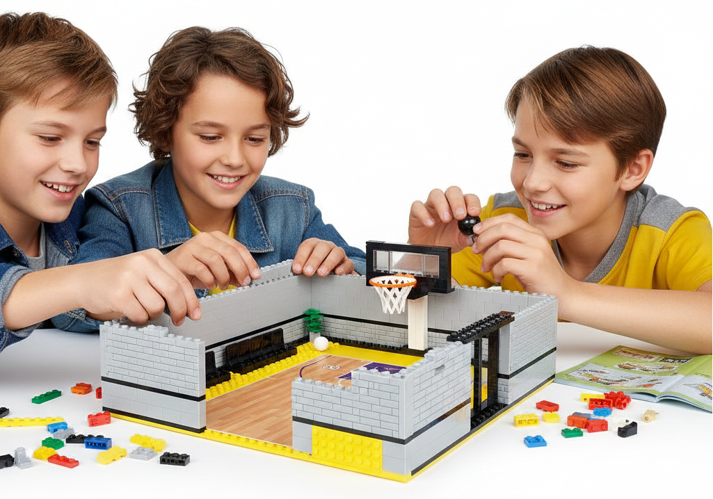 Basketball Building Block Set – DIY Sports Arena Construction Toy for Kids with Educational STEM Learning and Creative Play Fun